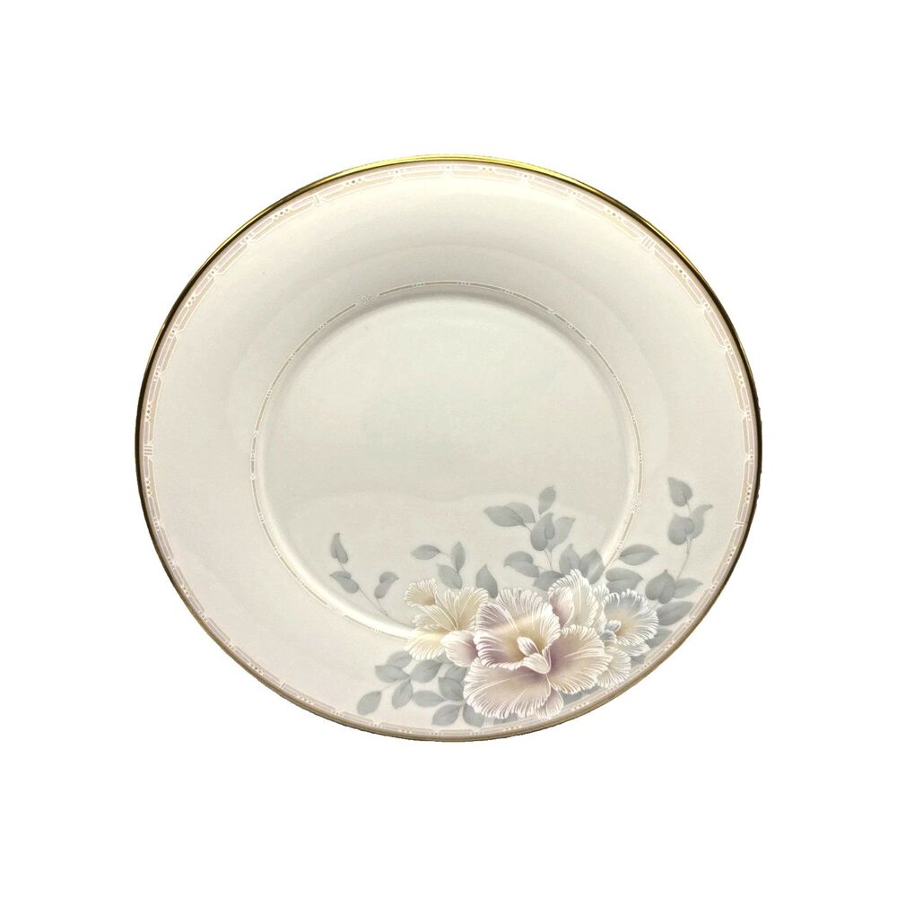 Noritake Sweet Surprise Dinner Plates #7702 Iris Floral Gold Rim 10.5" Set of 4